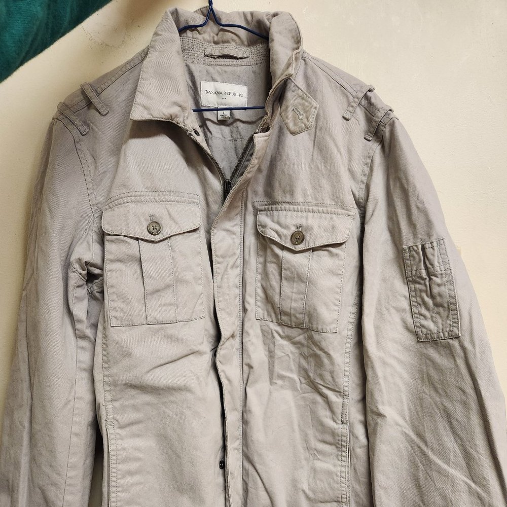 Banana Republic Grey Full Zip Collar Casual Jacket
